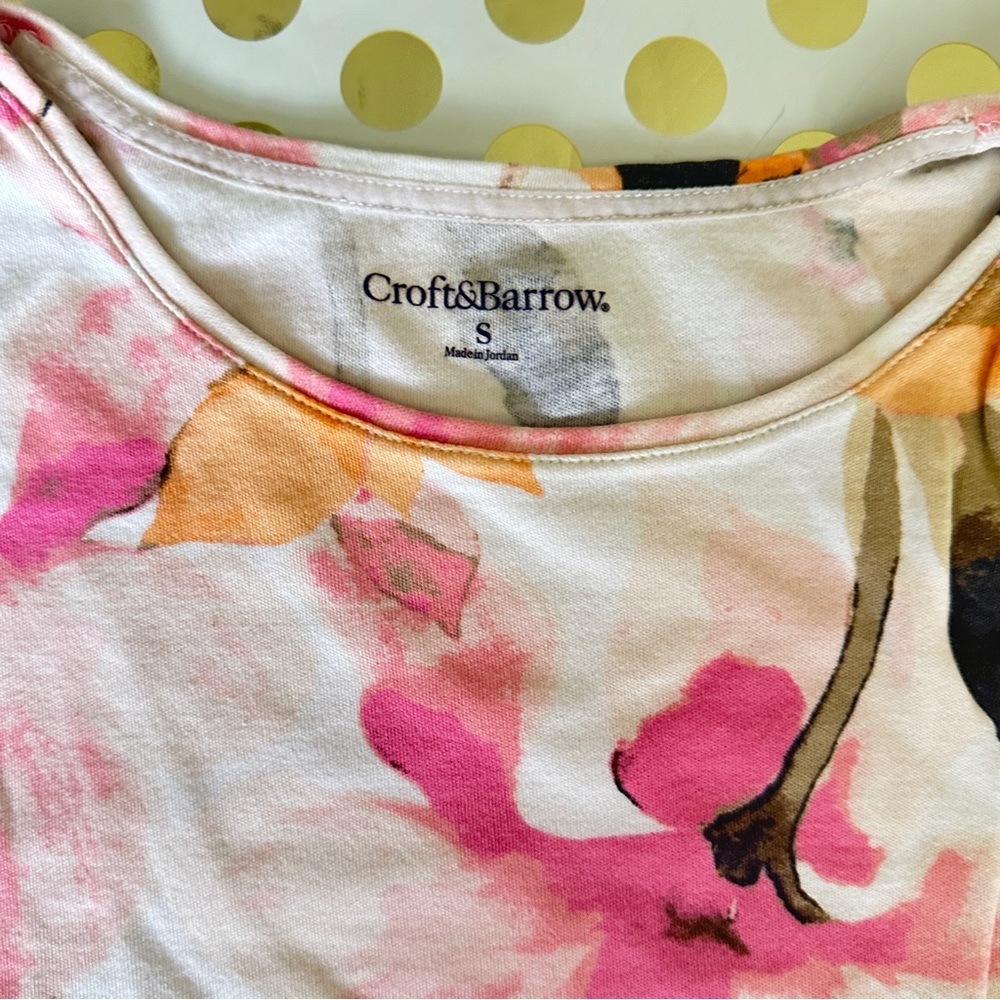Croft & Barrow Pink and Orange Floral Top - Picture 2 of 2